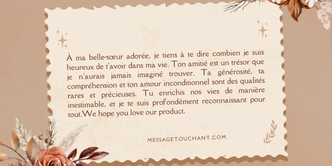 Texte touchant pour sa belle sœur